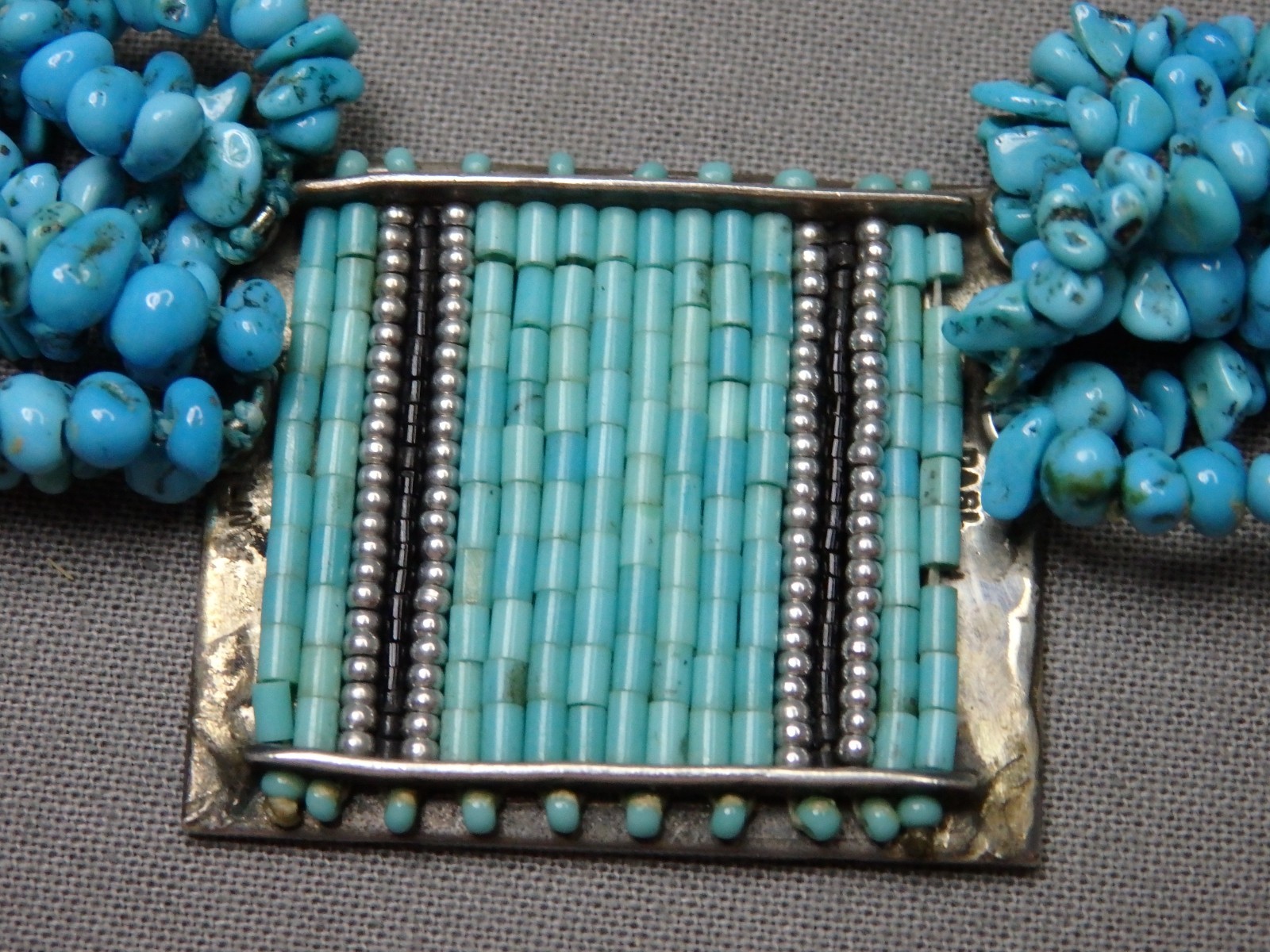 NATIVE AMERICAN Sleeping Beauty Turquoise Sterling Silver 8 Strand 18″ Necklace