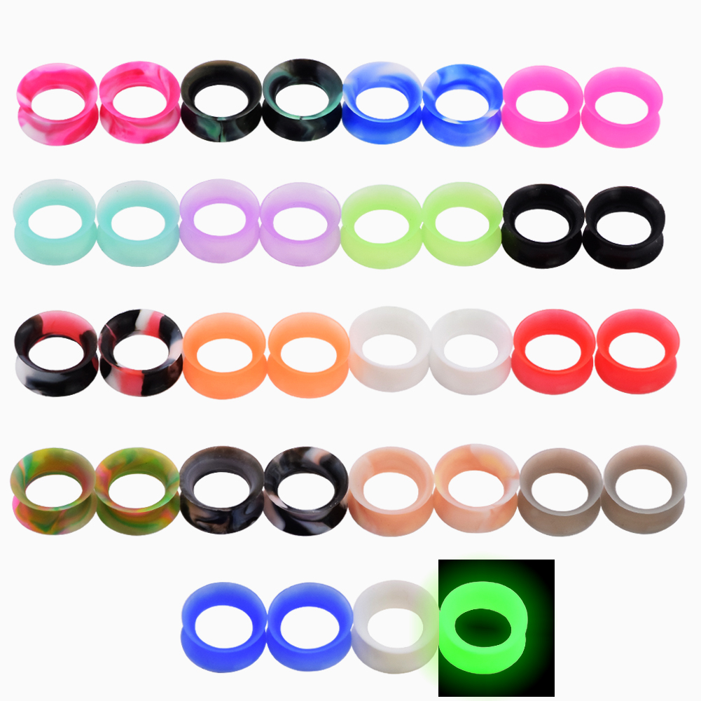 1 pair Thin Flexible Silicone Ear Gauges Tunnels Plugs Ear Skin Earskin Earlets