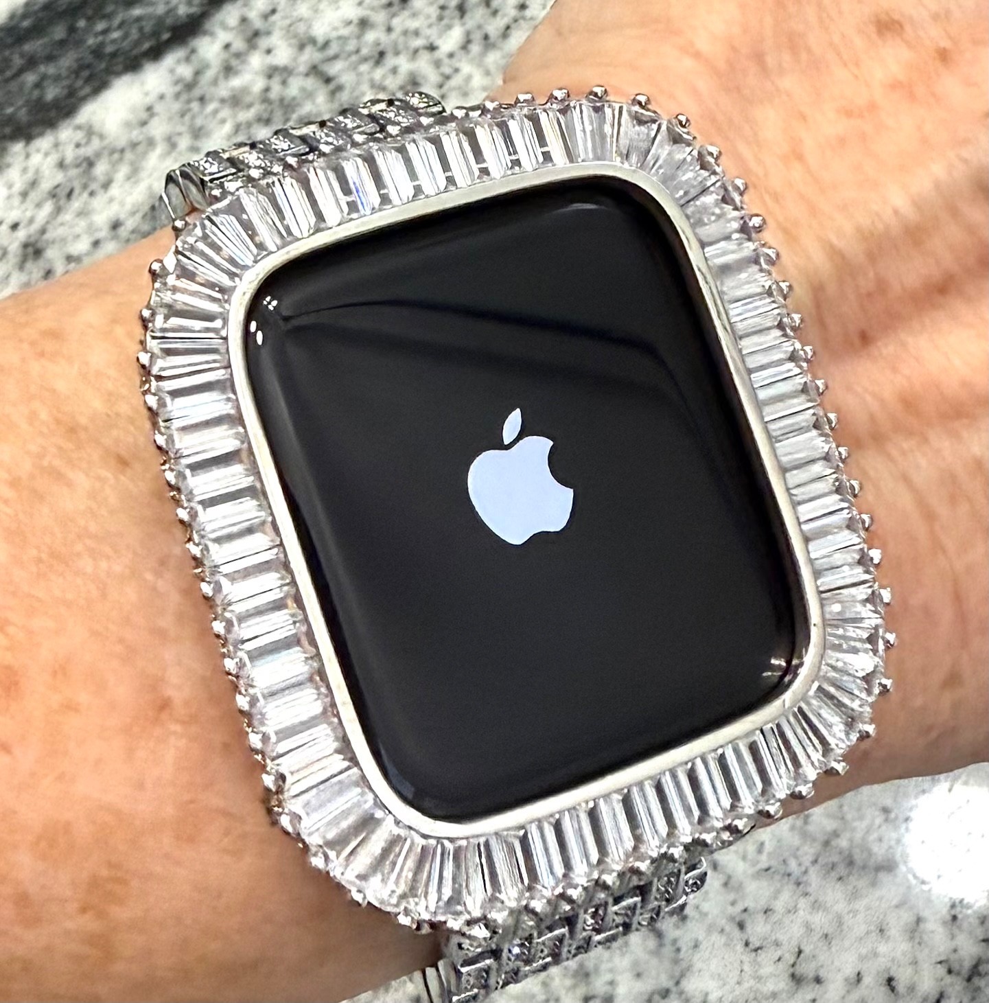 42mm series 10/11 White gold Lab Diamond Apple Watch case Apple Watch bling