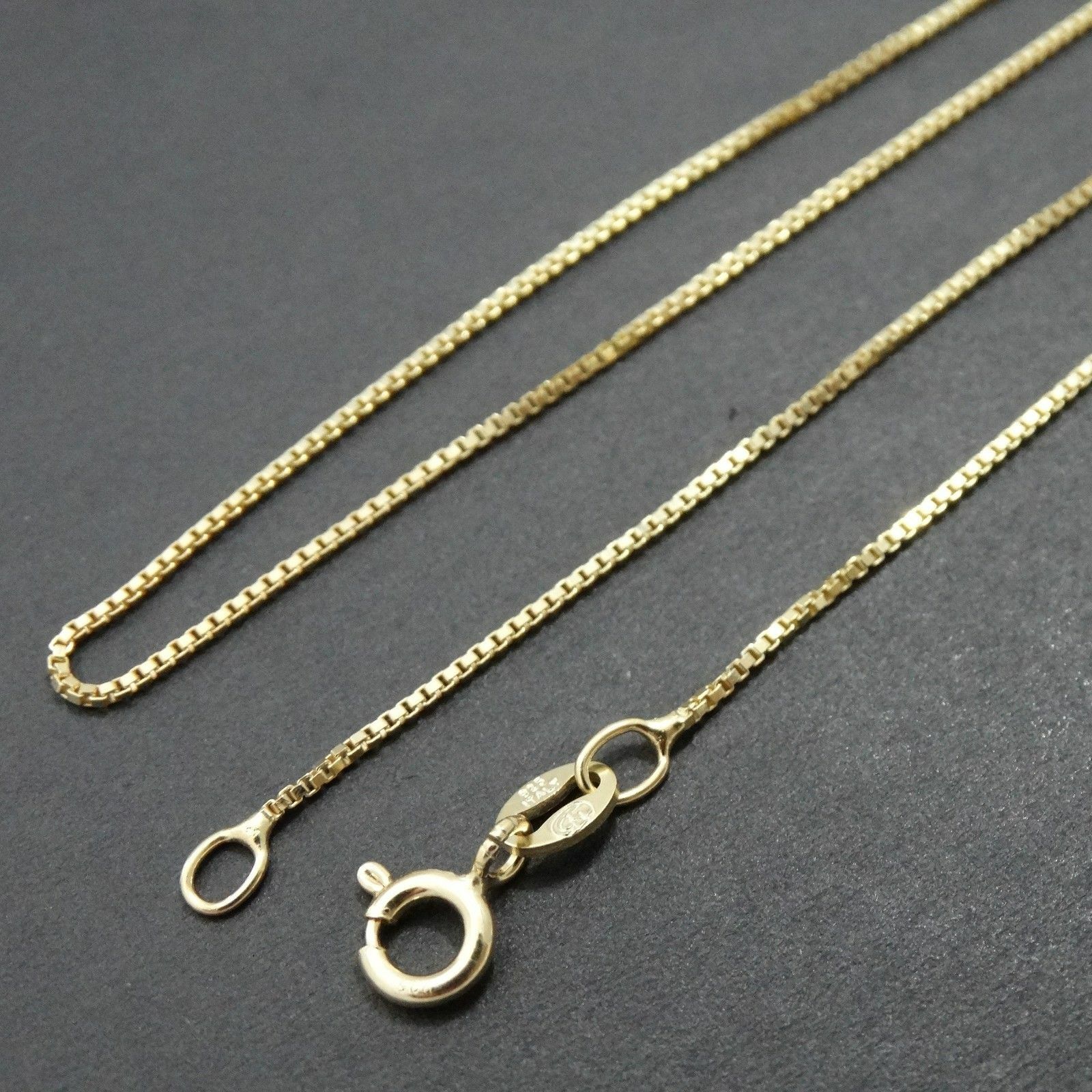 Gold Plated Sterling Silver Box Chain Necklace 1mm 16″ – 30″