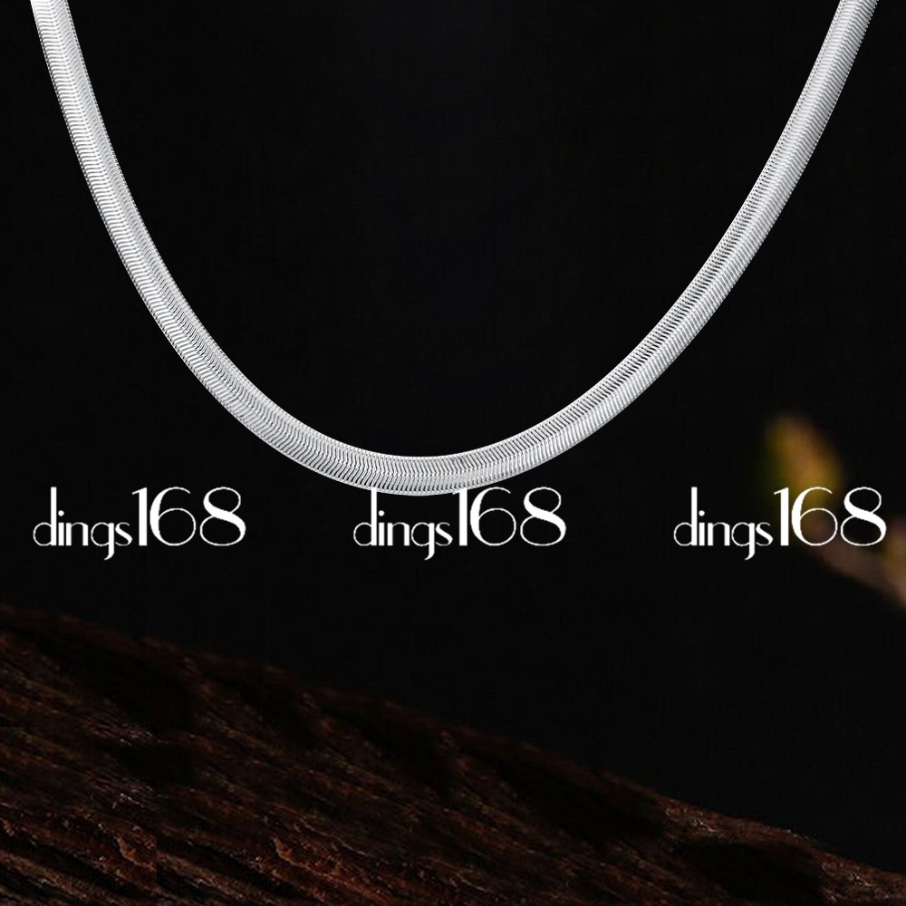 Real 18K White Gold Filled Hypoallergenic 16 inch 3mm Herringbone Chain Necklace