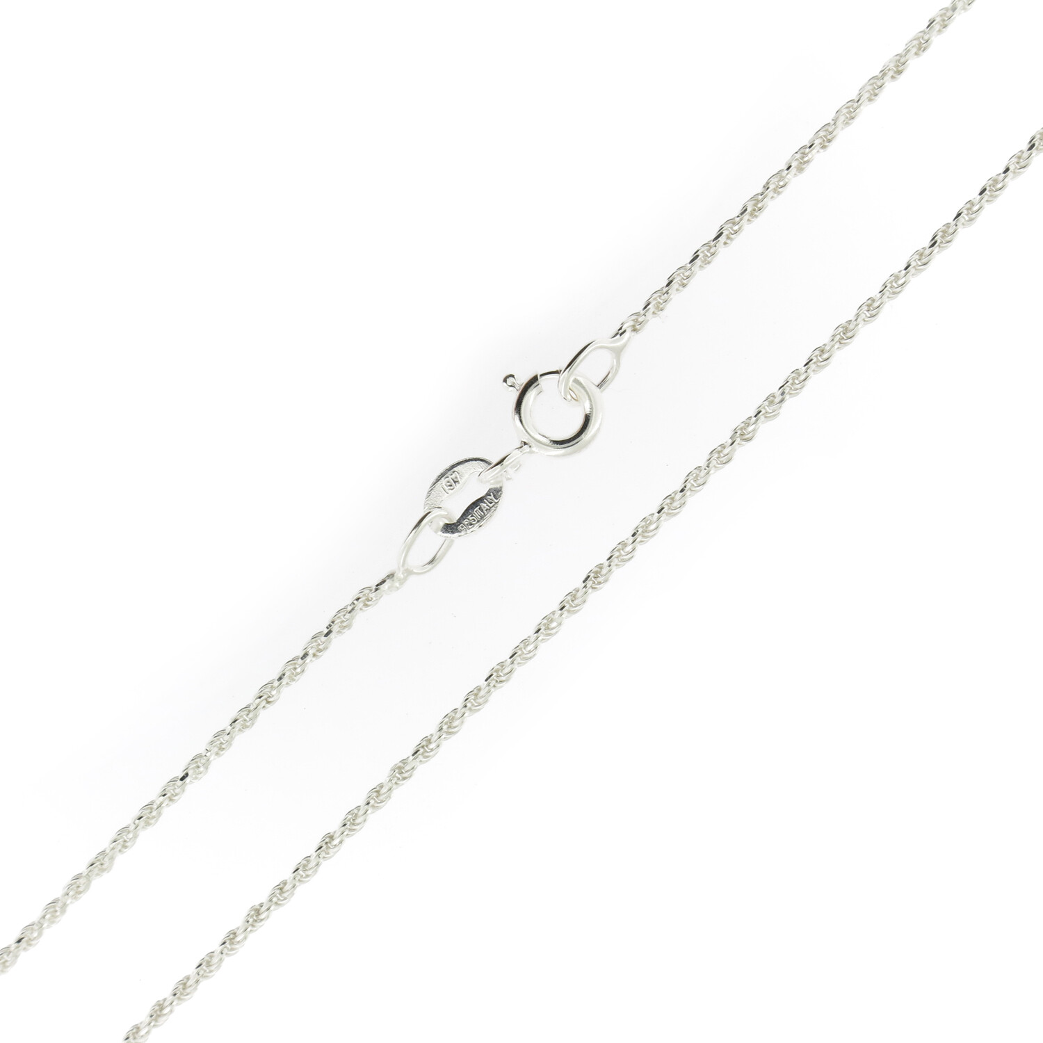 Sterling Silver Diamond Cut Rope Chain Necklace for Children 1mm – 14″ inch long