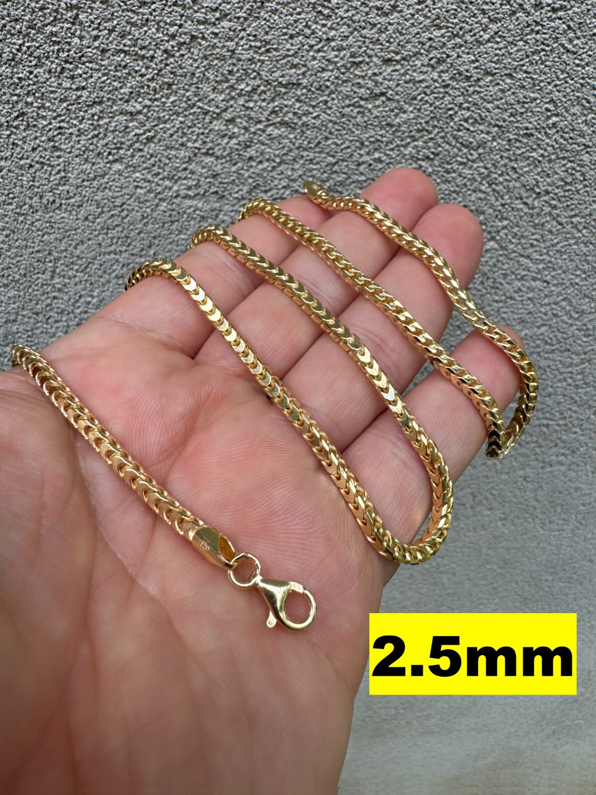 Men’s Real 14k Gold Plated Solid 925 Sterling Silver Franco Chain 2-5mm Necklace