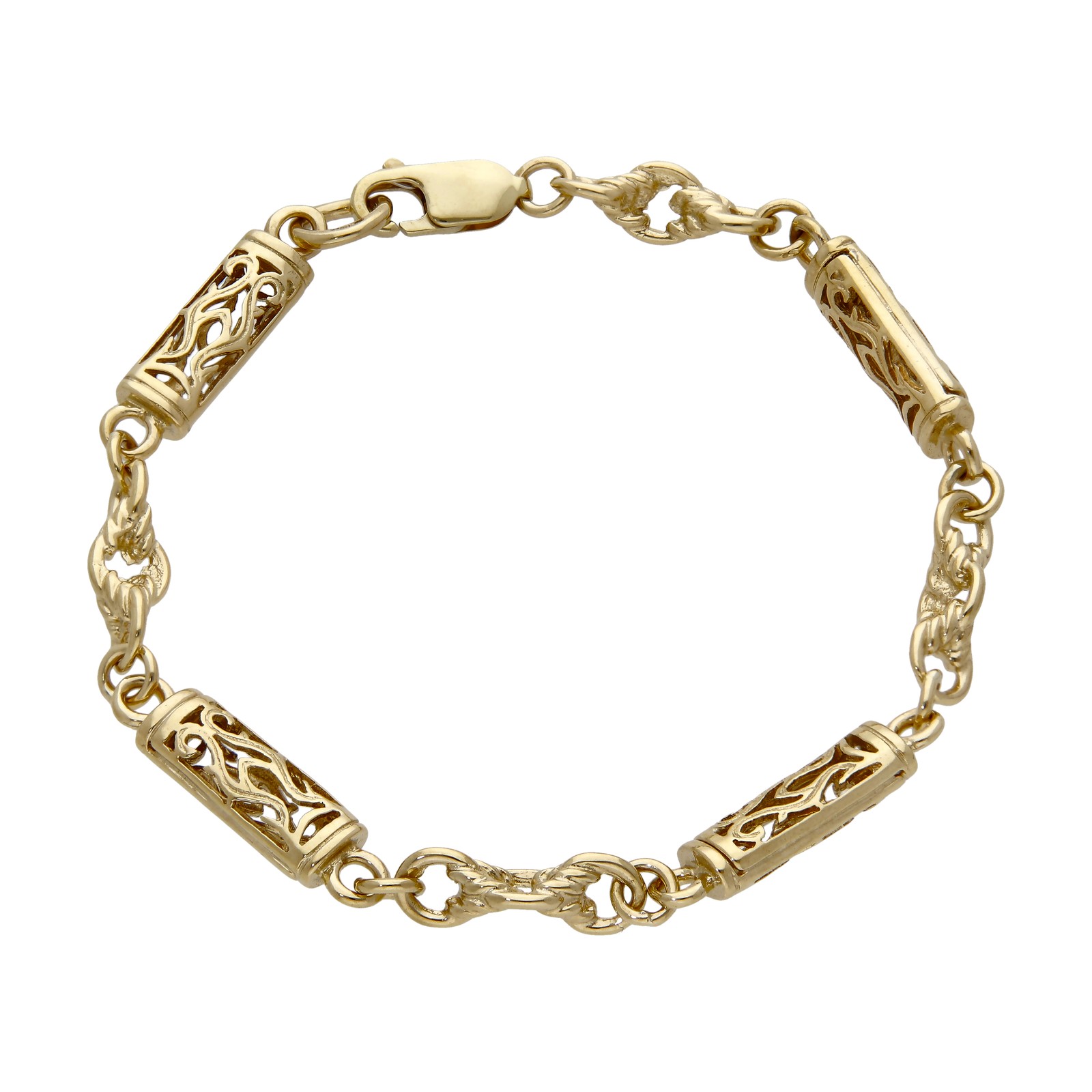 Pre-Owned 9ct Yellow Gold 7.75″ Fancy Bar Link Bracelet 196mm (7.75″)