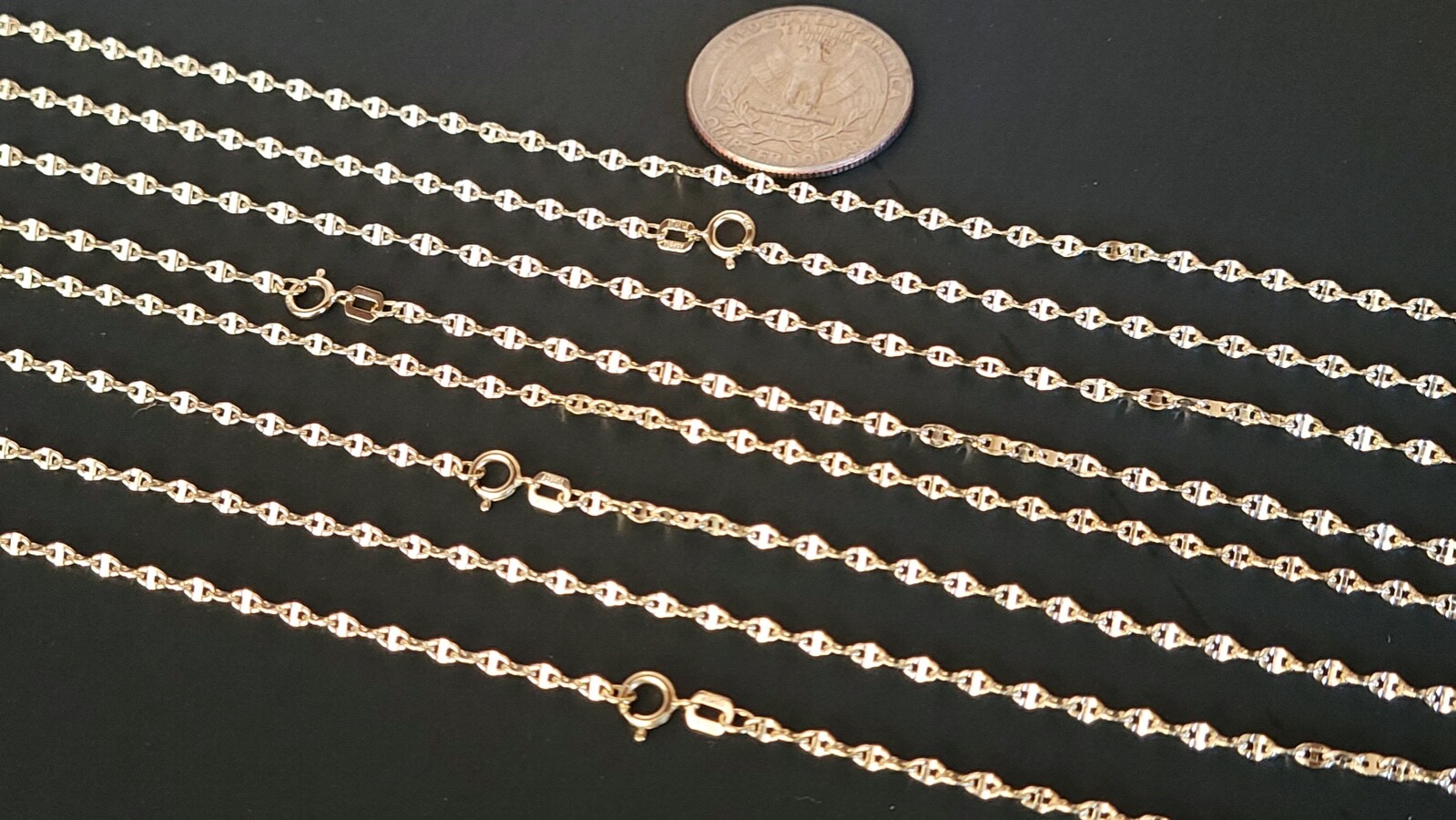 14 k Solid Yellow Gold 2.05mm Stamped Mariner Chain Necklace 16”,18”,20”,22”,24”