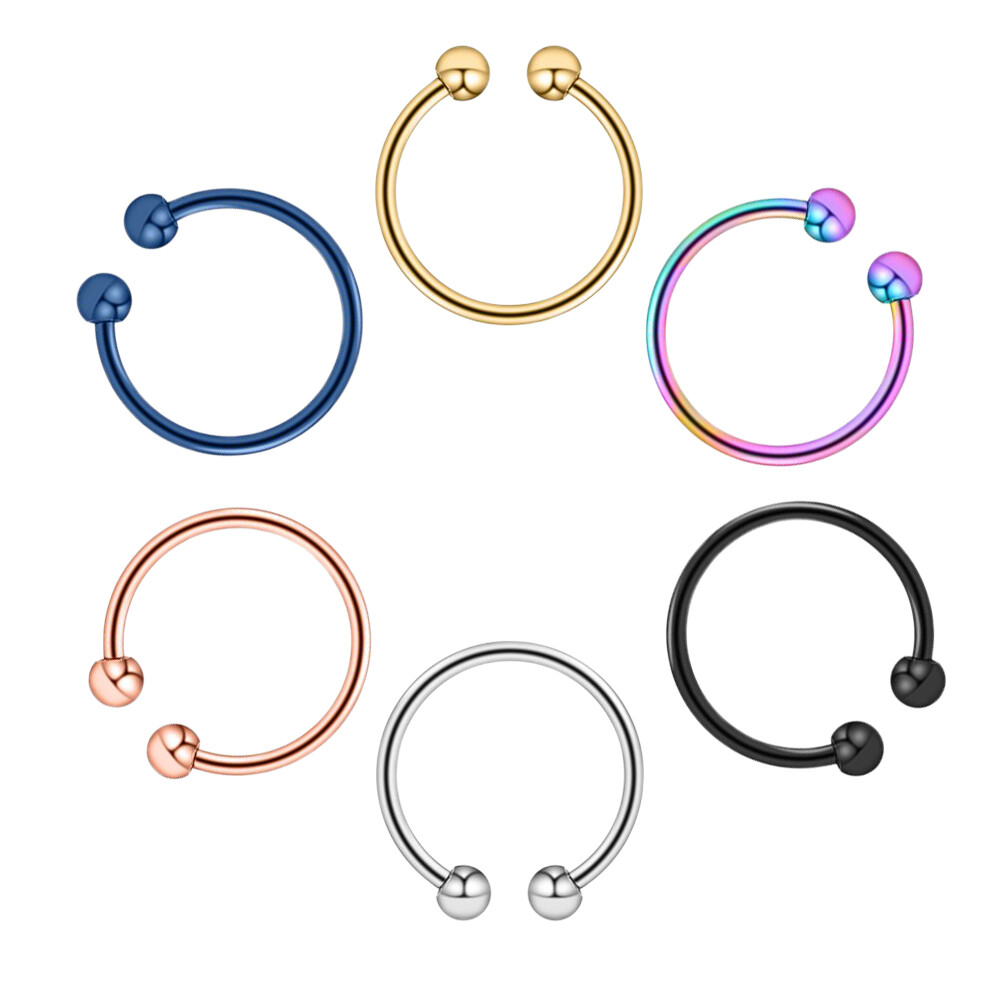 6Pcs 20G Horseshoe Septum Earrings Tragus Lip Nose Eyebrow Body Piercing Ring