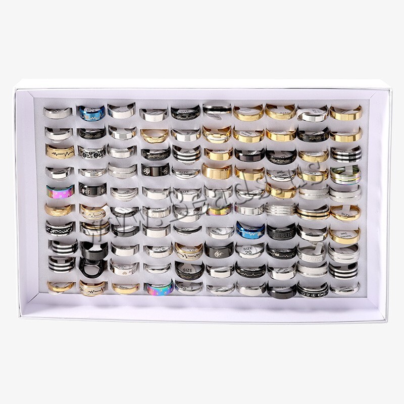 100PCS Jewelry Ring Stainless Steel Rings Bulk Lot Men’s Fashion Wholesale Mixed