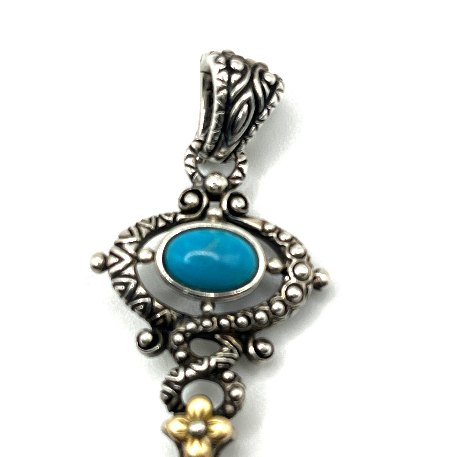 Barbara Bixby Key Enhancer Pendant Turquoise Heart Clover Sterling 925 & 18K