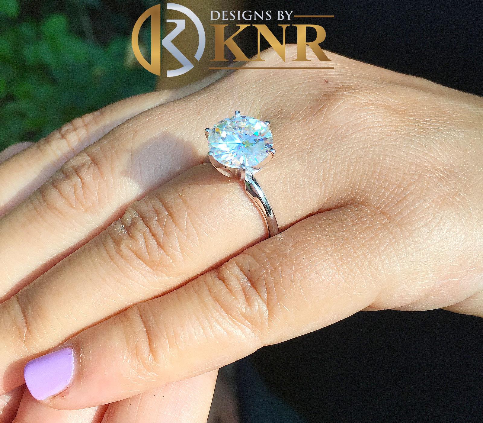 14K SOLID WHITE GOLD 5.00 CARAT ROUND CUT MOISSANITE SOLITAIRE RING SIX PRONG