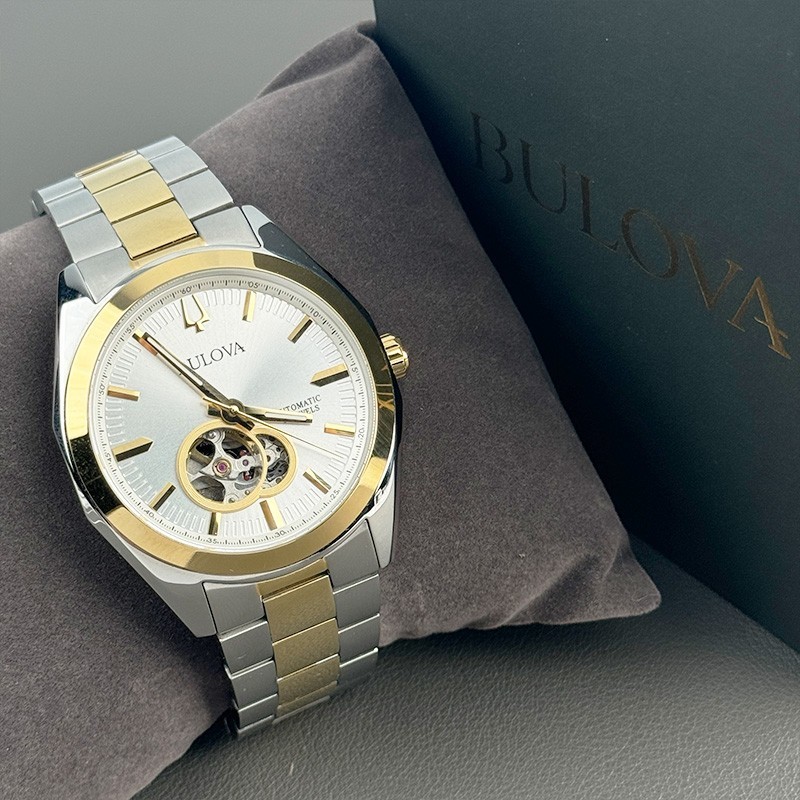 Bulova Surveyor 98A284 Gold Silver Tone Dial Men’s Automatic Watch 42mm