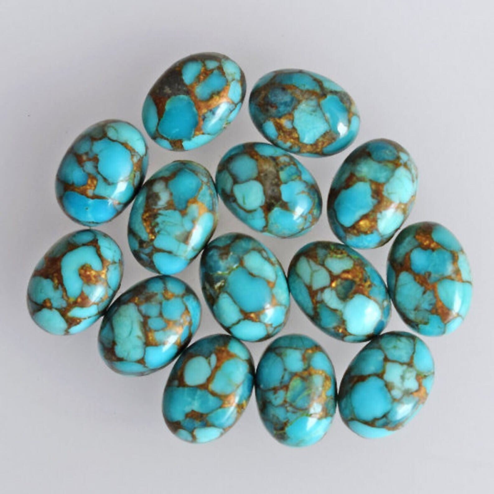 Blue Copper Turquoise Oval Cabochon Loose Gemstone Wholesale Lot