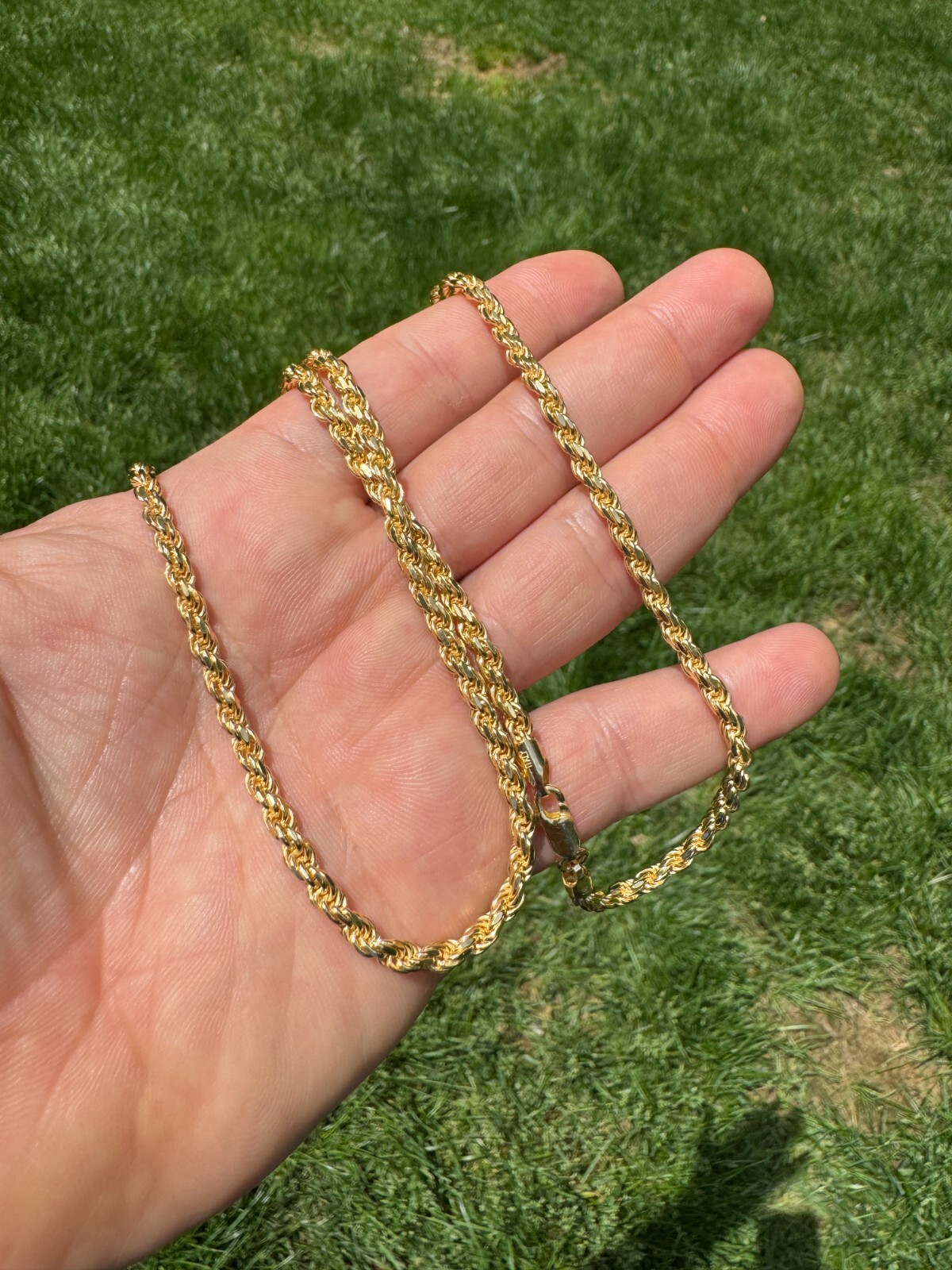 Cadena Rope de Plata 925 con Baño de Oro 14k para Hombre y Mujer 1.5-5mm