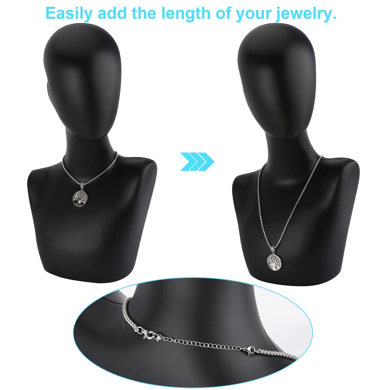 12 PCS Necklace Extenders – Stainless Steel Necklace Extension Chain for Jewelry