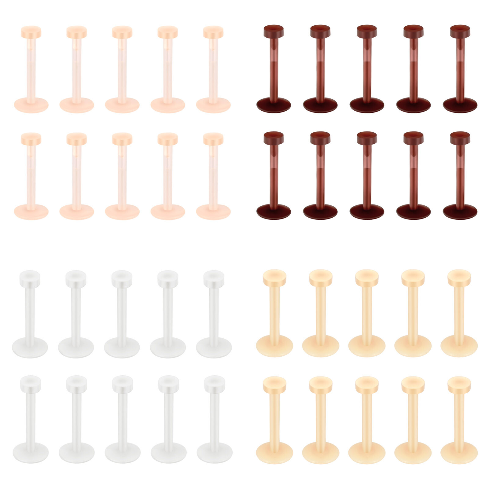 10-100PCS Silicone Push In Labret Lip Ring Flat Ear Helix Earring Retainer 16G