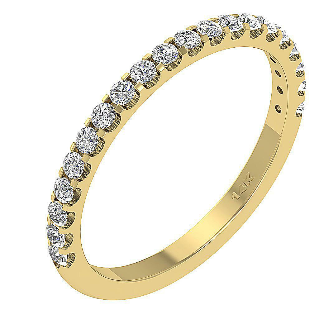 Half Eternity Stackable Ring SI1 G 0.55 Carat Round Cut Diamond 14K Yellow Gold