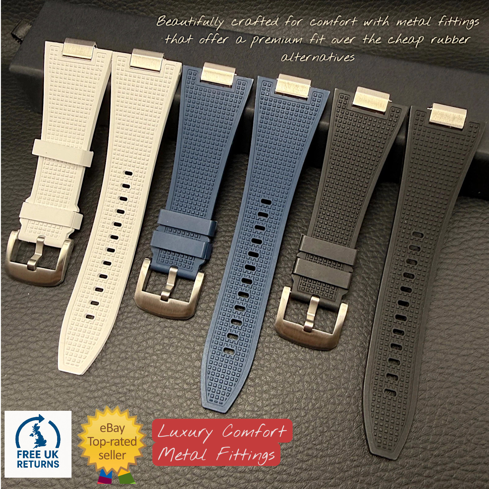 Tissot PRX Strap Premium Replacement FKM Rubber Watch Band With Stainless Steel