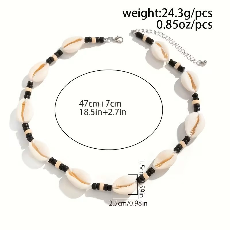 Boho Shell Choker Necklace Mens Surfer Beach Necklace Coastal Hawaiian Jewelry