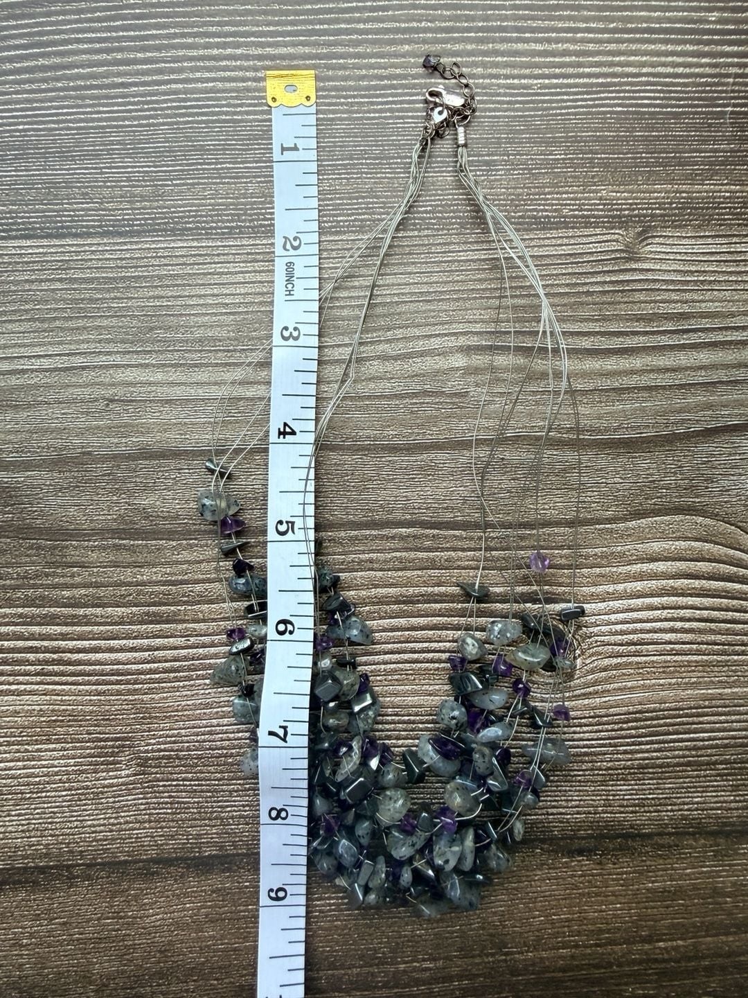 Multi-Strand Gemstone Chip Necklace with Amethyst and Labradorite