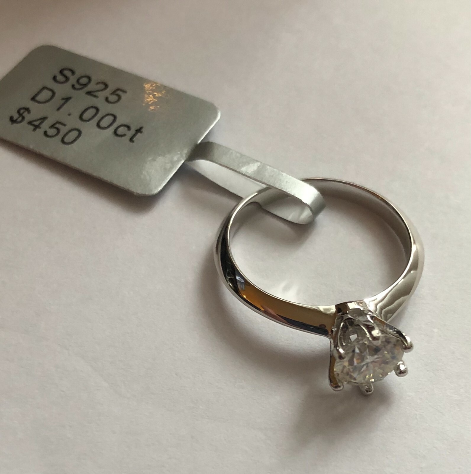 1 CT Moissanite Round CUT SOLITAIRE ENGAGEMENT RING 14K WHITE GOLD Filled