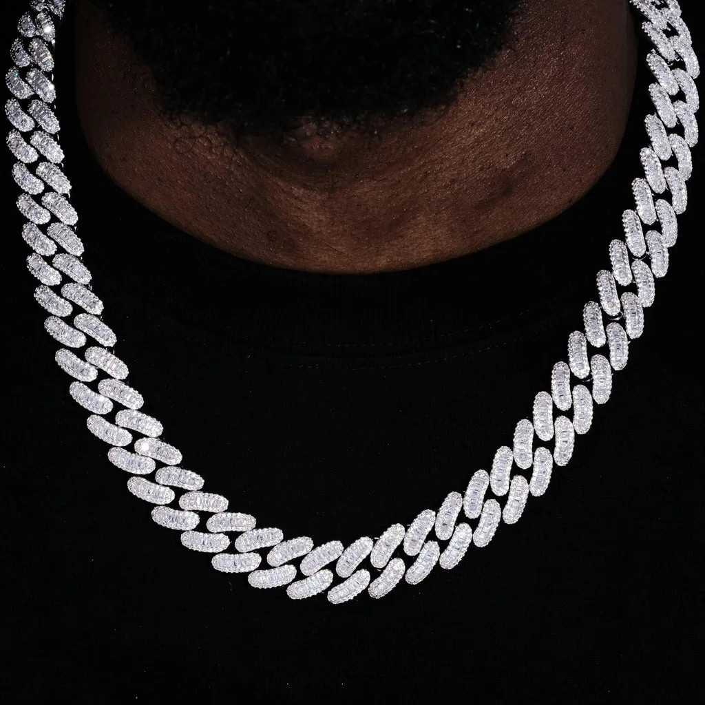 15mm Iced Cuban Link Necklace With Hand-Set Zircon