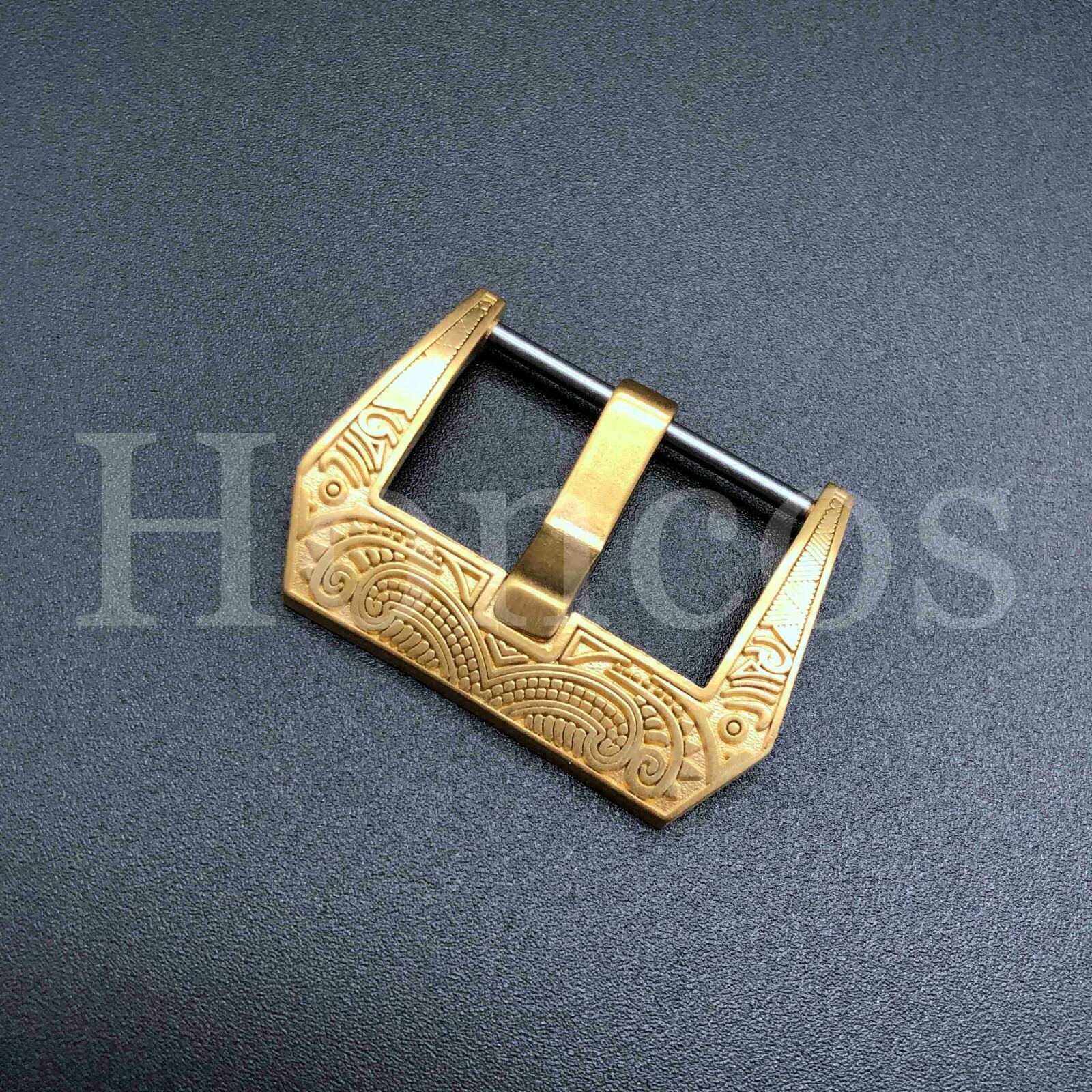 22 MM Gold Engraved Screw in Buckle Watch Band Strap Brushed Fits For Panerai
