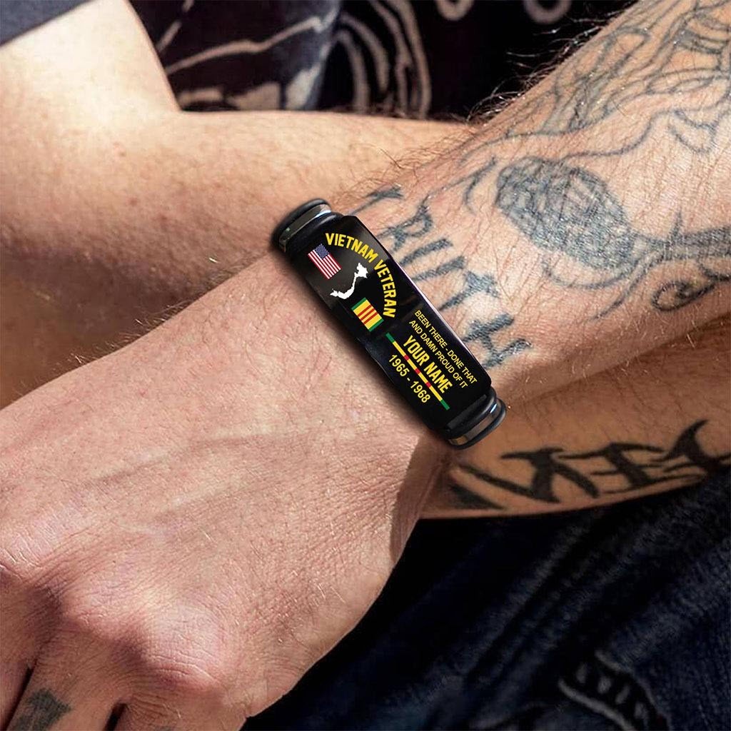 Personalized Vietnam Veteran Men Bracelet Been There Done That Proud Gift for Da