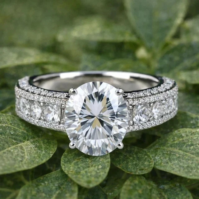 2Ct Oval Cut Lab-Created Diamond Women’s Engagement Ring 14k White Gold Plated