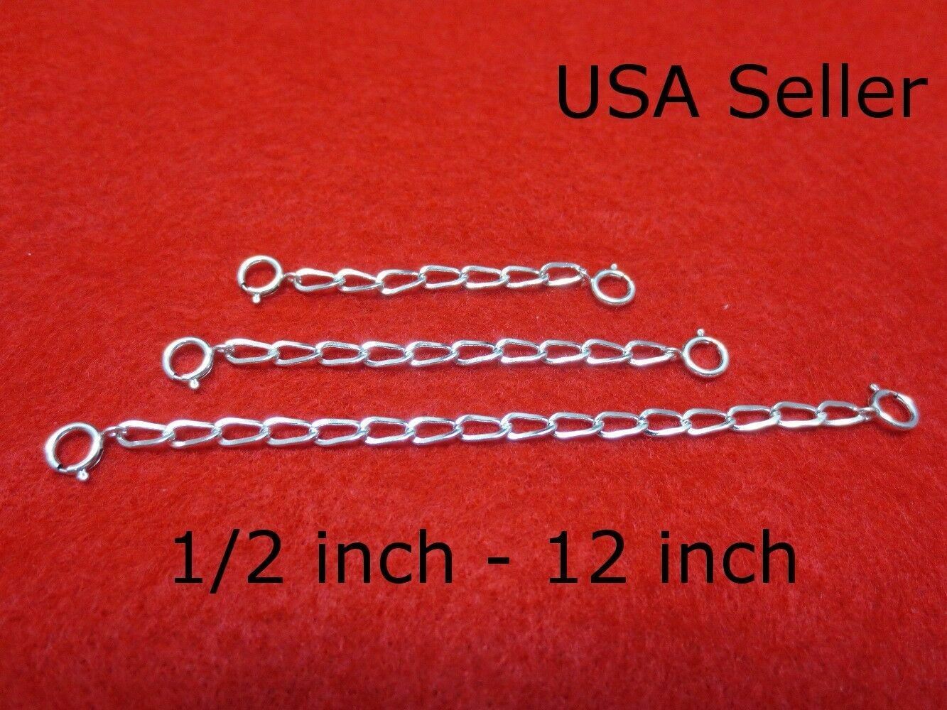 SOLID STERLING SILVER 3.0mm EXTENDER / SAFETY CHAIN 1/2″-16″ W/ SPRING RING