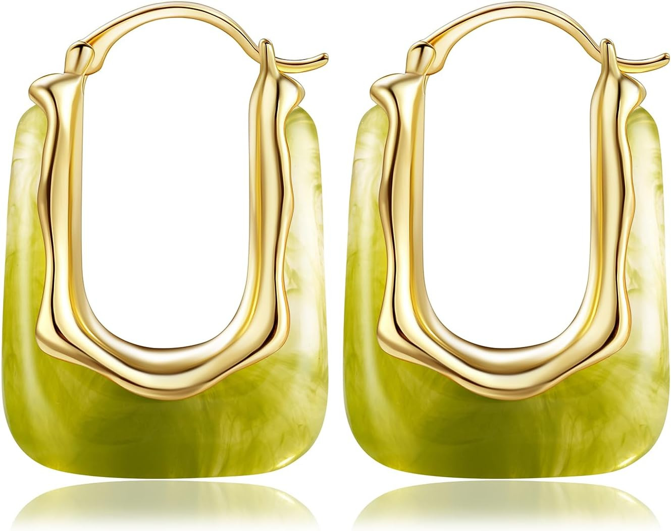Acrylic Gold Hoop Earrings Chunky Huggie Statement Vintage Earrings Cute Resin D