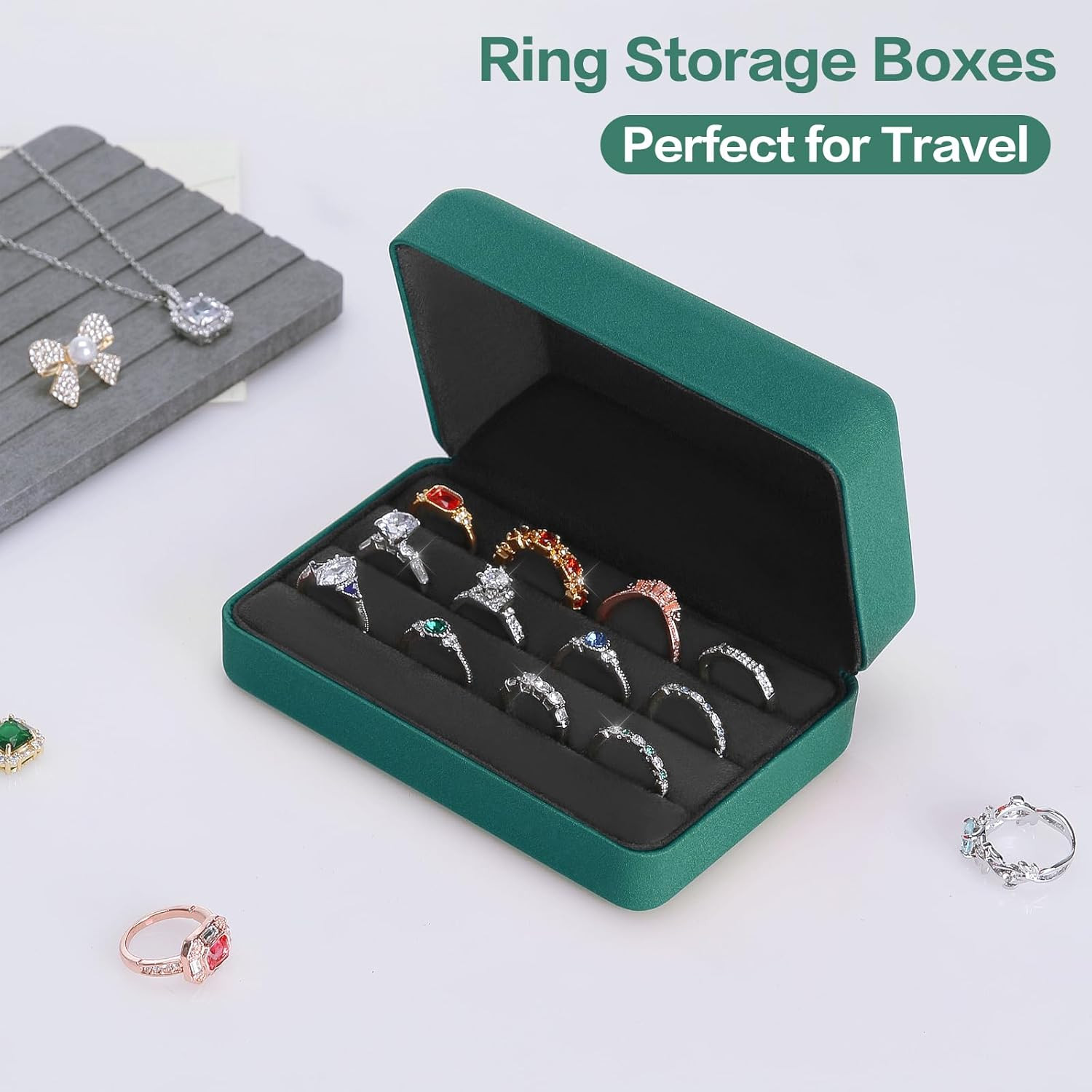Ring Storage Box for Multiple Rings Travel Jewelry Ring Stud Earrings Holder