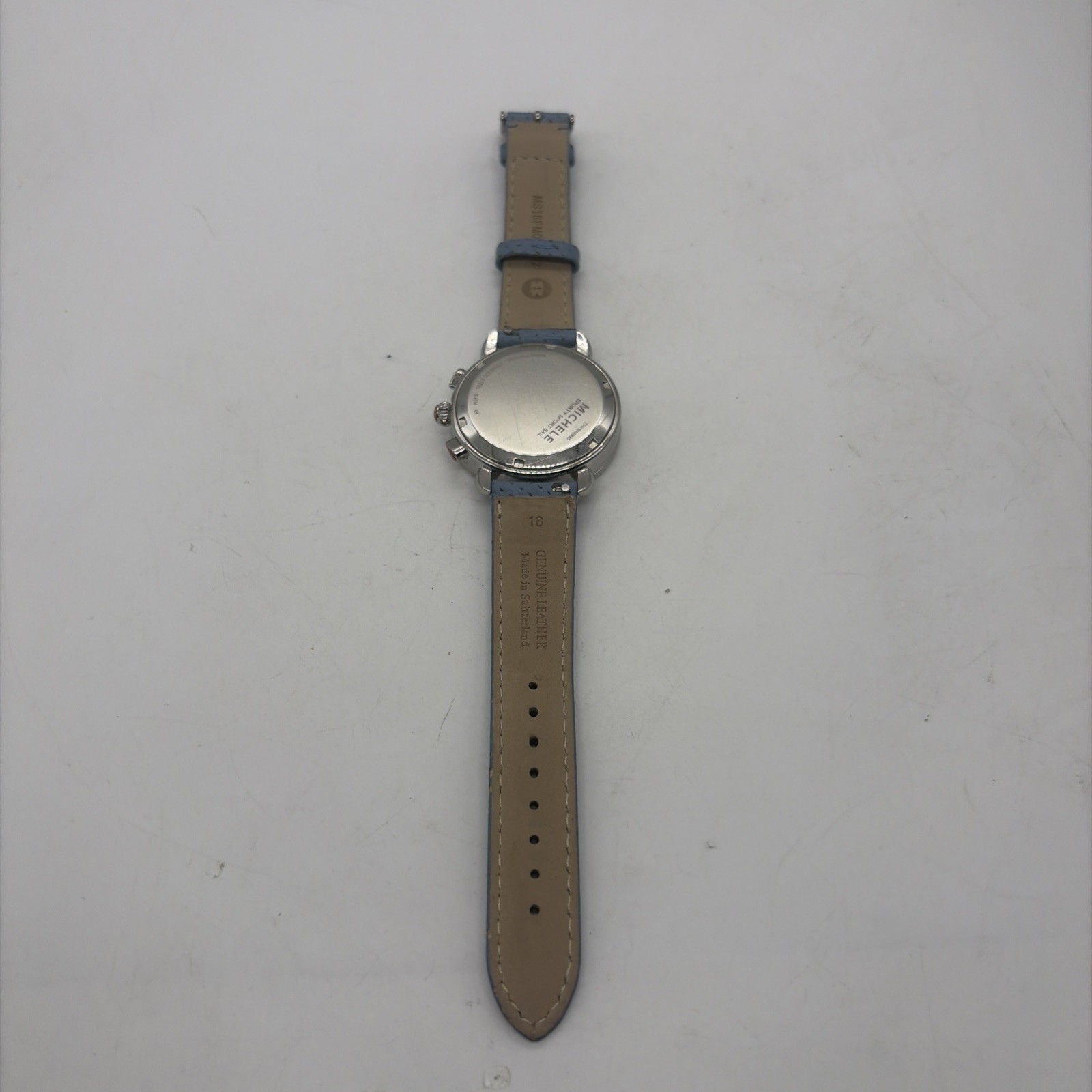 Michele Sport Sail Chronograph 38mm Blue Dial Leather Band Watch MWW01P000005