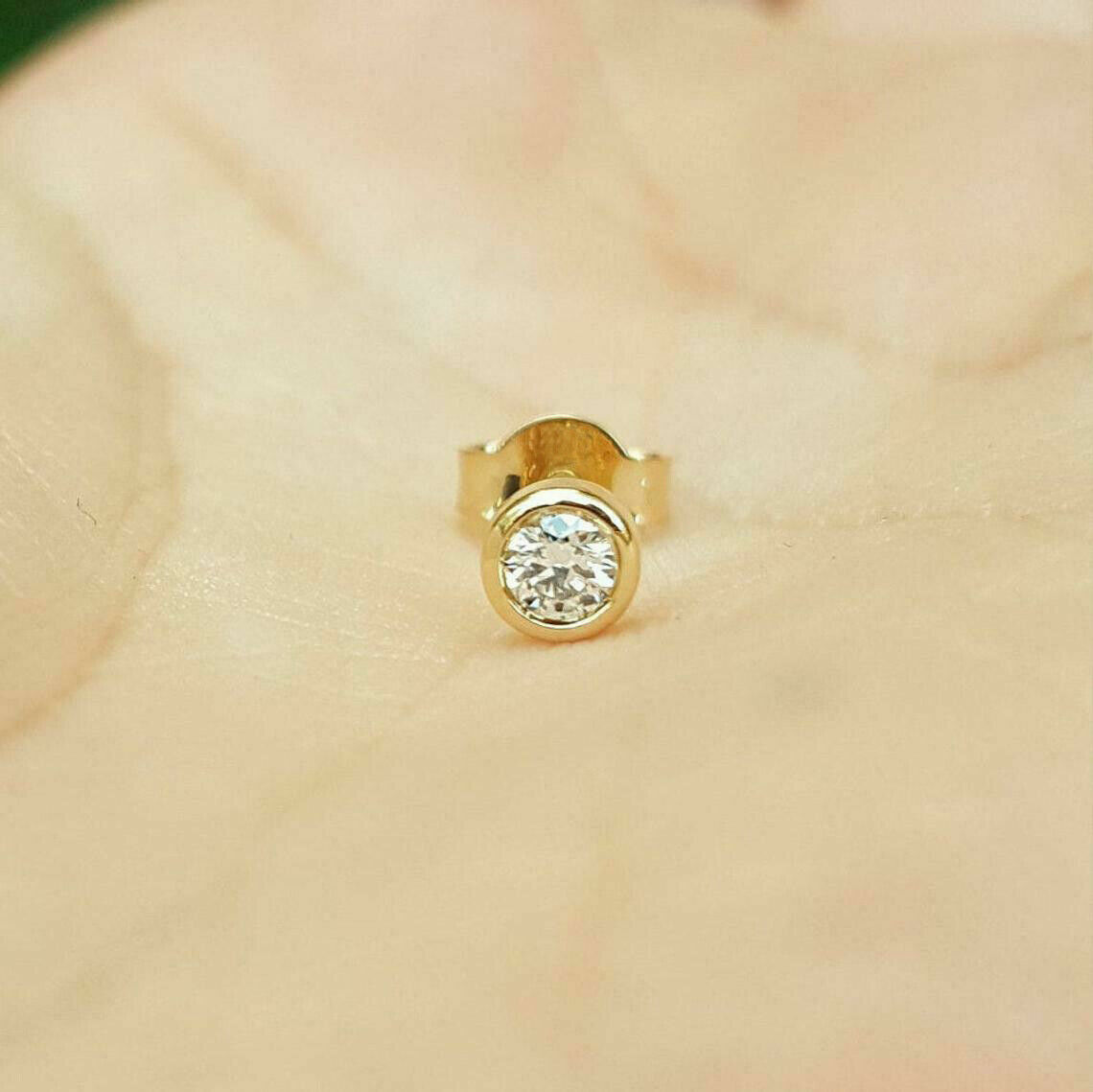 0.50Ct Round Cut Lab Created Diamond Bezel Stud Earring 14k Yellow Gold Finish