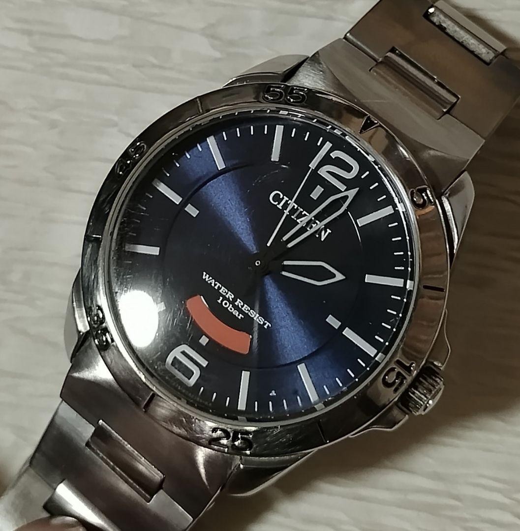 Citizen Sweep Hand Quartz Navy Dial Stainless Watch Used