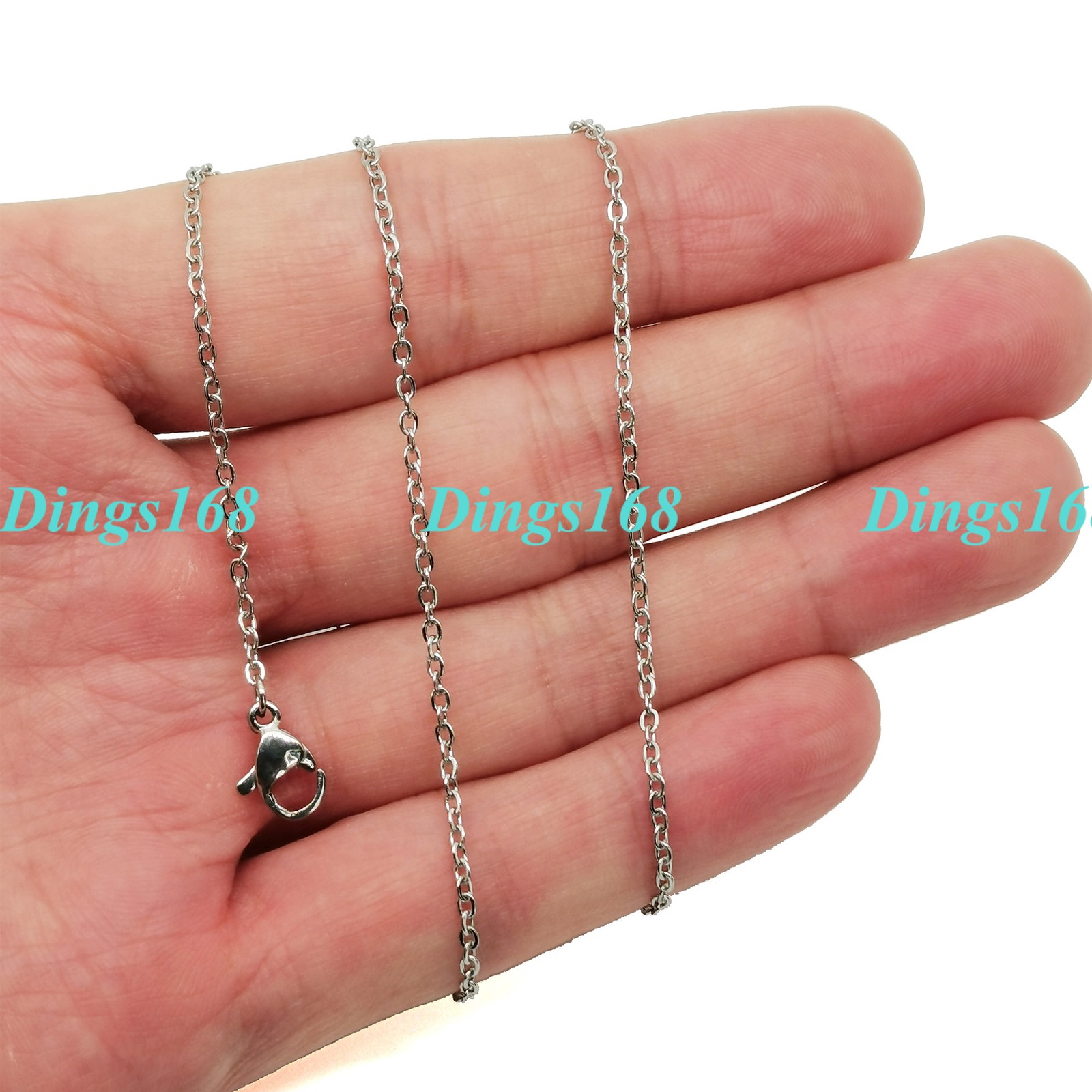 18K White Gold Filled Hypo-Allergenic 1.5 mm Cable Chain Necklace 16″~18″ A076W