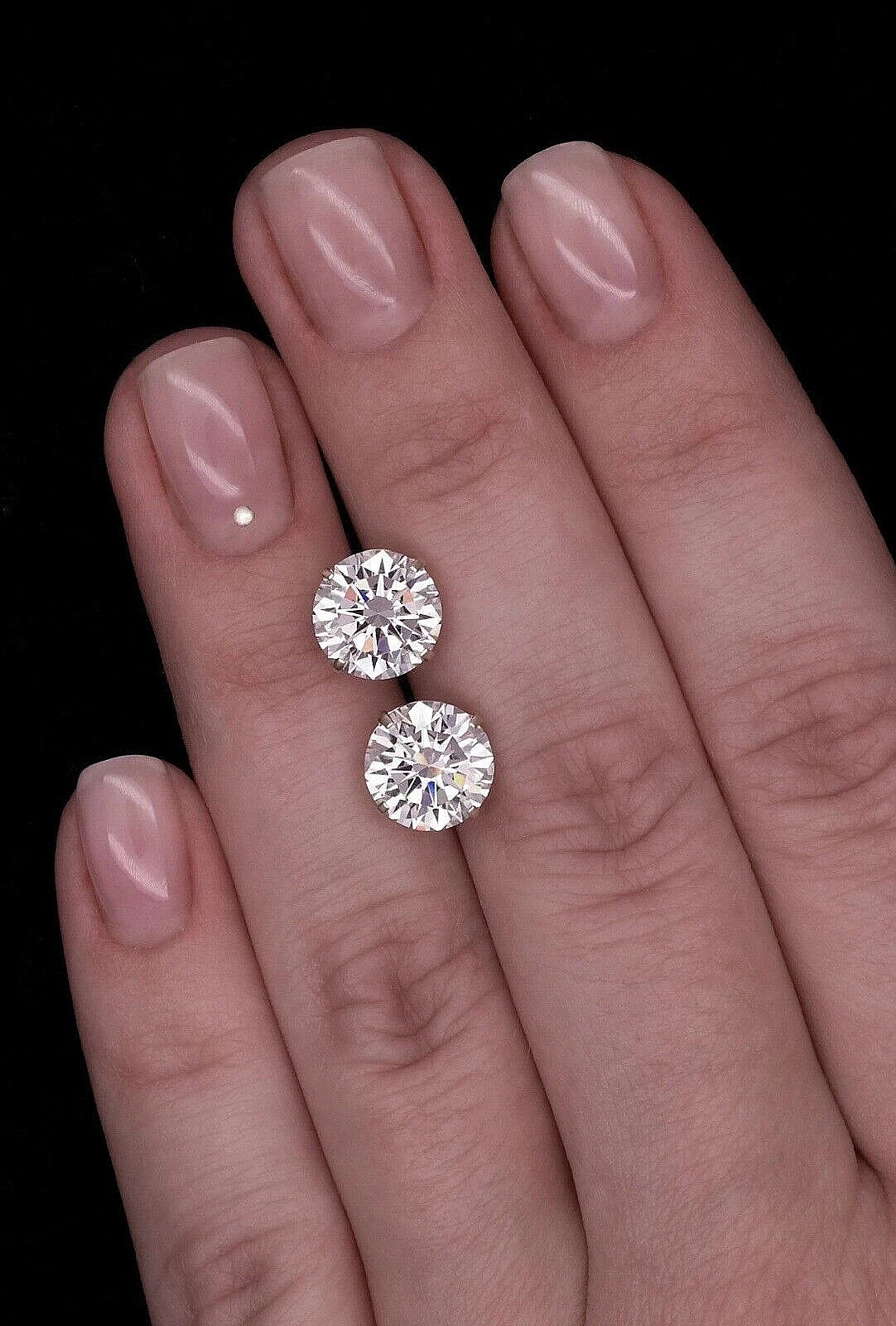 2 Ct Round Cut Natural Moissanite Stud Earrings 14k White Gold Plated