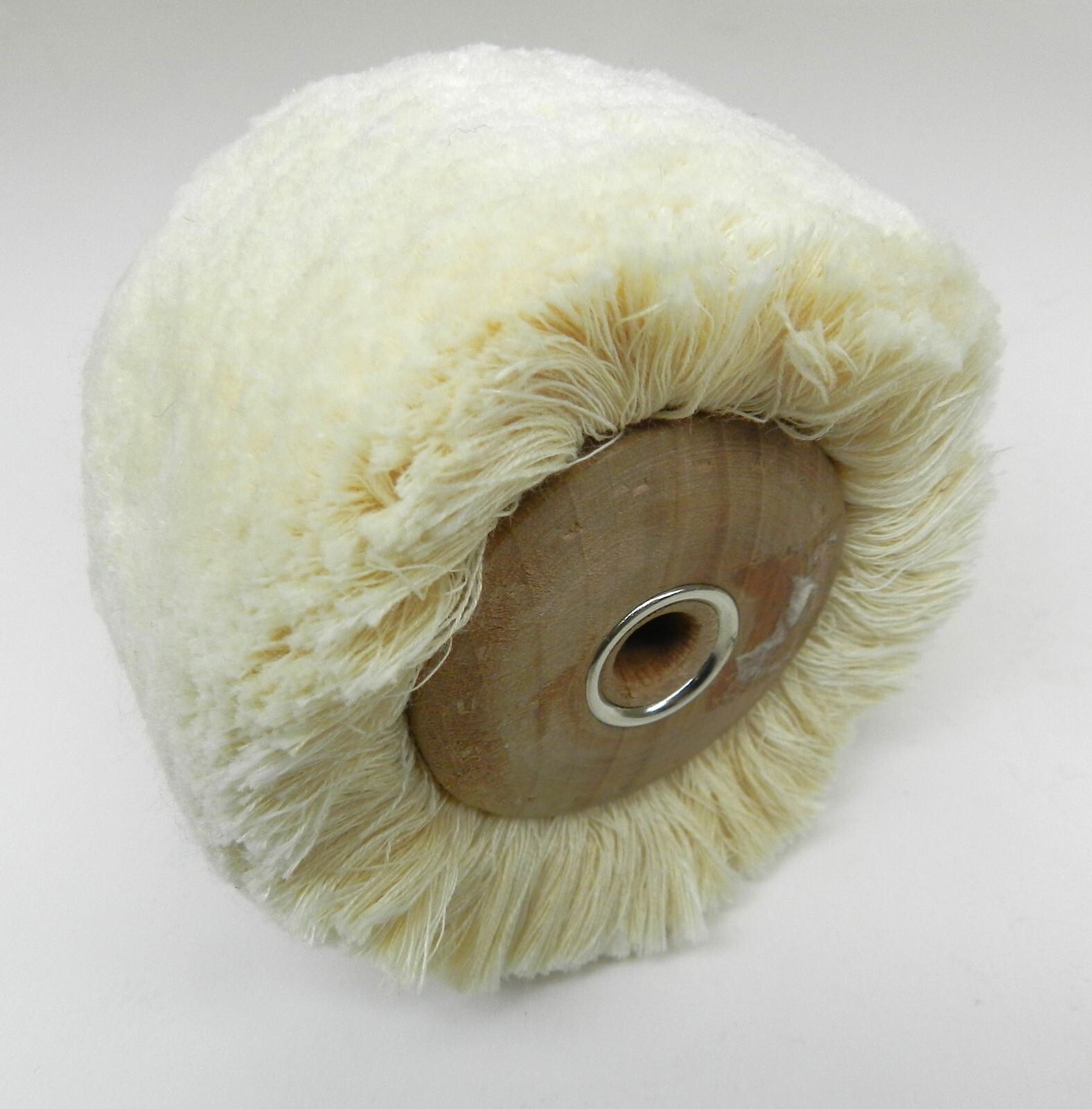 Cotton Yarn String Buff 3” Polishing Buff with Wood Hub 2” Wide Surface