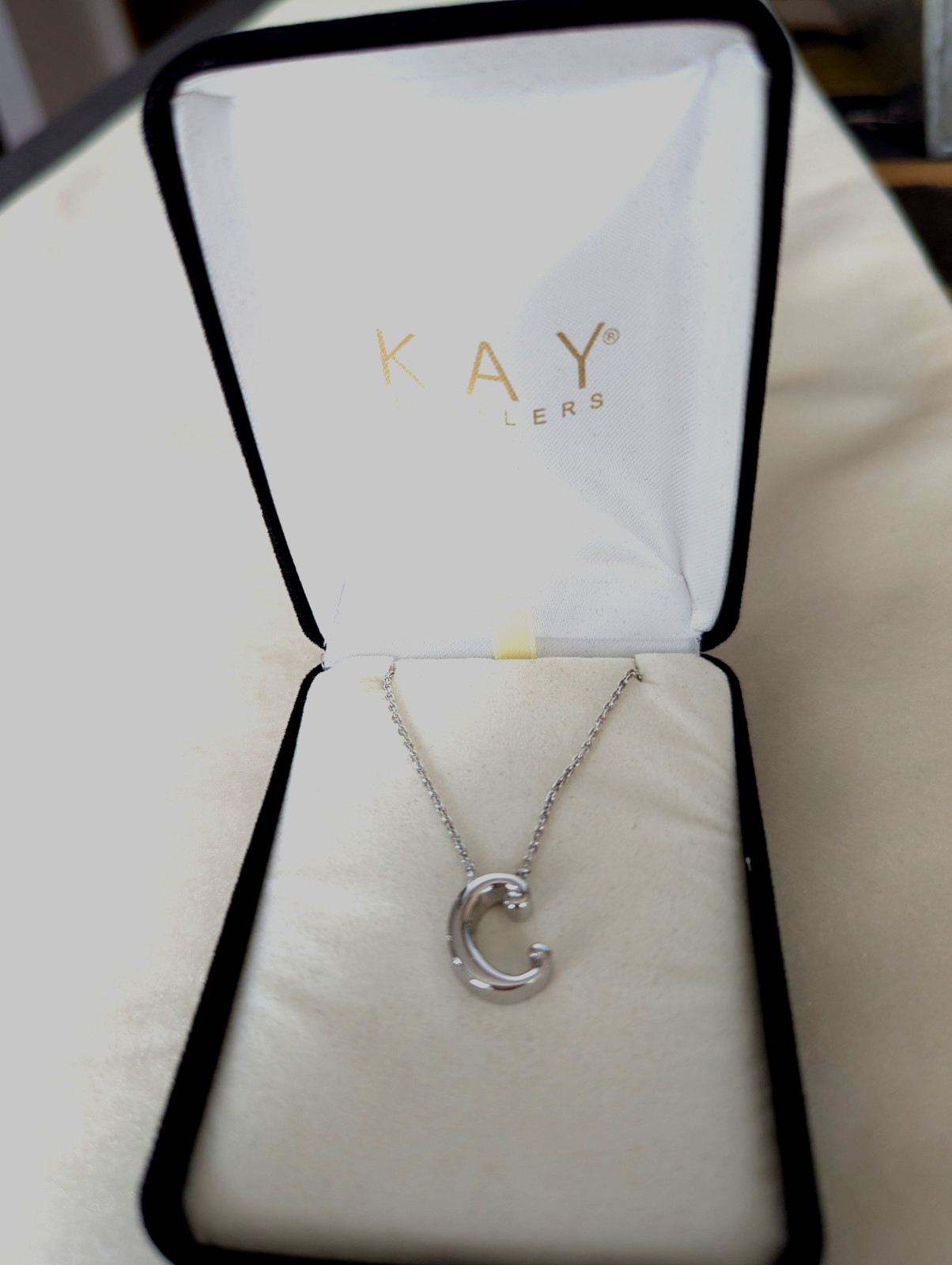 Kay Jewelers “C” Initial Silver 925 Necklace 18 inch-Box