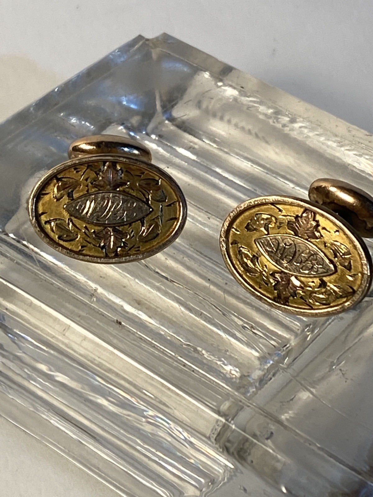 Antique B & F Gold Filled Mens Fixed Cufflinks Monogram G. A. M.