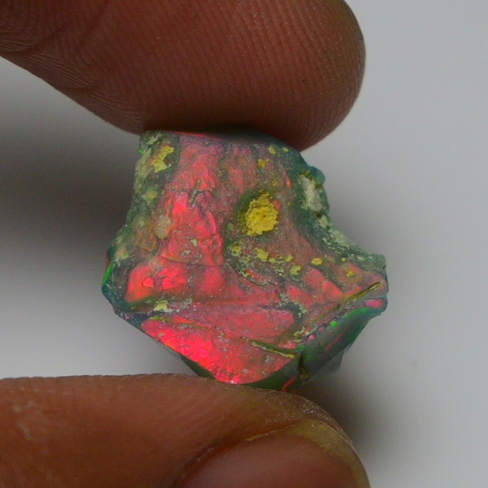 6.7 ct Natural Black Opal Rough Ethiopian, Fire Opal Gemstone, 15x12MM Welo Opal