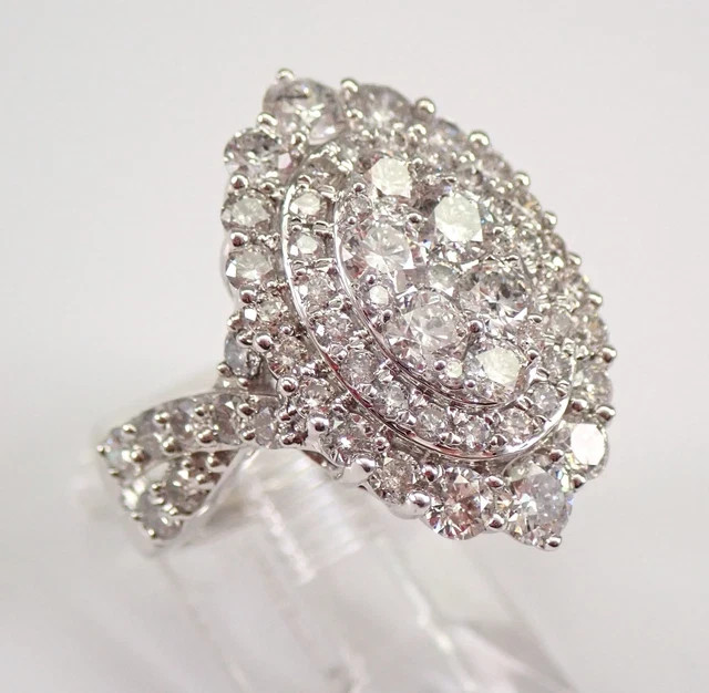 3Ct Round Cut Lab Created Diamond Cluster Engagement Ring 14K White Gold Finish