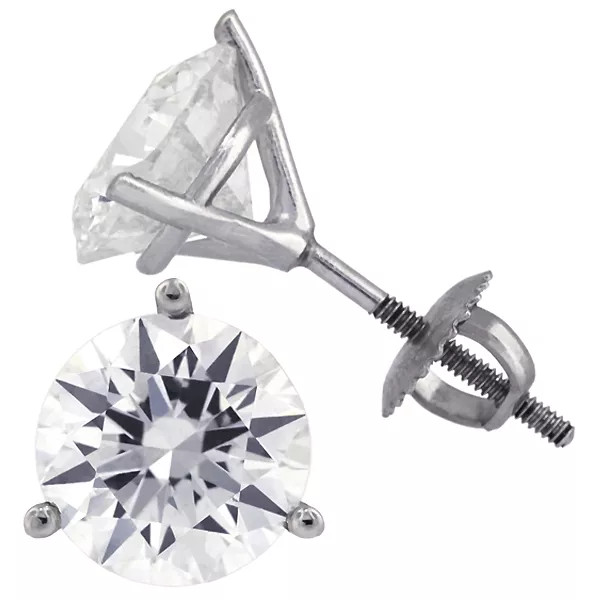 Solid 14K White Gold Stud Earrings Classic 1.11 CT Round Natural Diamond F SI1