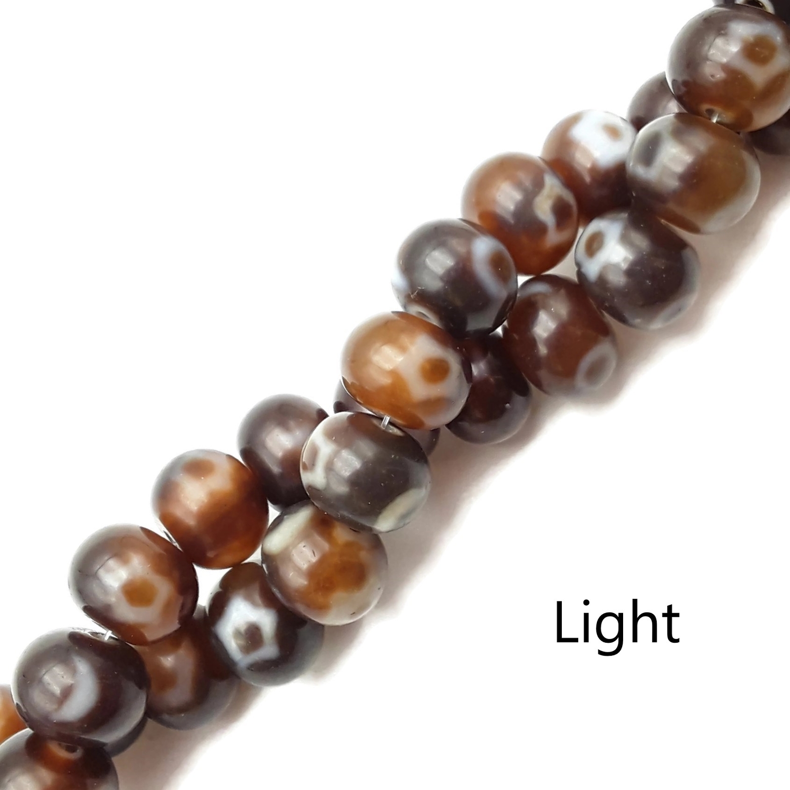 Dark & Light Brown Antique Tibetan Dzi Agate Rondelle Beads 12x15mm 15.5″ Strand