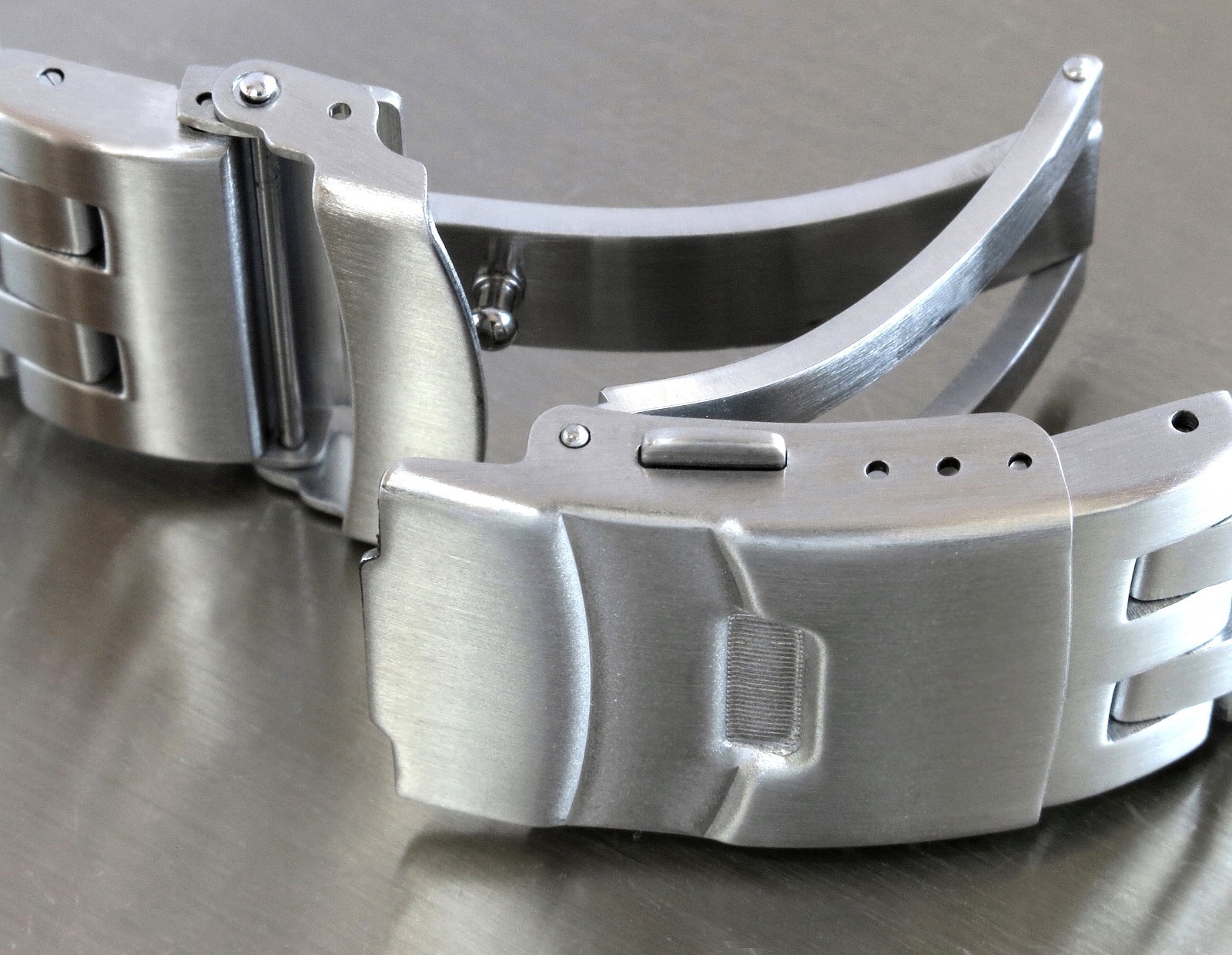 20mm Strait Straight End Brushed Engineer Watch Bracelet, Solid Stainless Steel