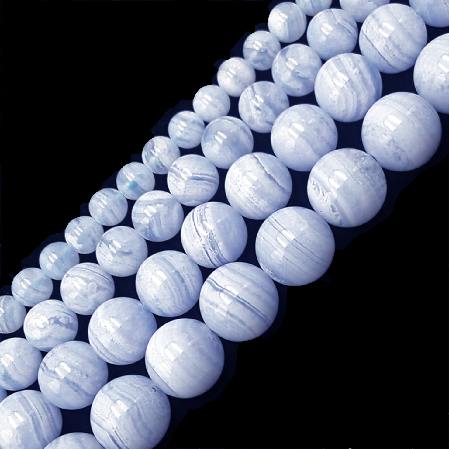 AAA Natural Blue Lace Agate Smooth Round Beads 4mm 6mm 8mm 10mm 12mm 15.5″ Strnd