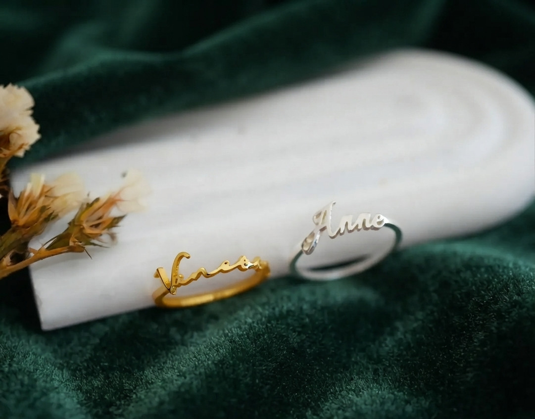 Custom Gold Name Ring Adjustable | Minimalist Personalized Jewelry Gift to her
