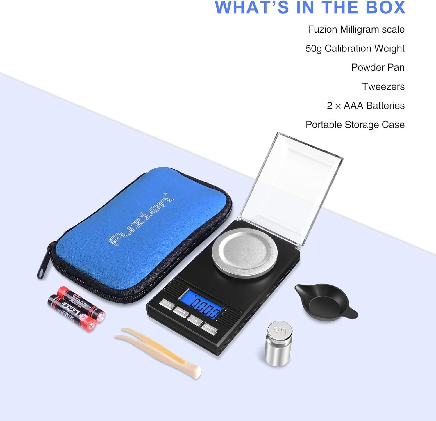 Mini 50g Milligram Scale with Tare Function & Portable Case for Jewelry and More