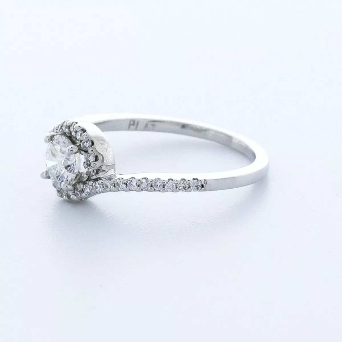 Side Stone Engagement Ring Halo Platinum 1.35 CT Round Lab-Grown Diamond E SI1