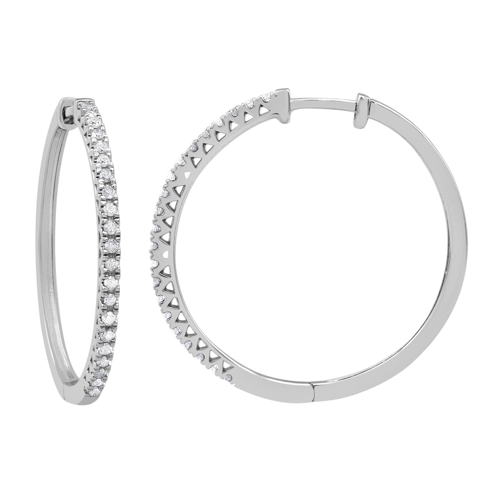 0.25 Carat T.W. Prong Set 14K Gold Plated Over Sterling Silver Hoop Earring
