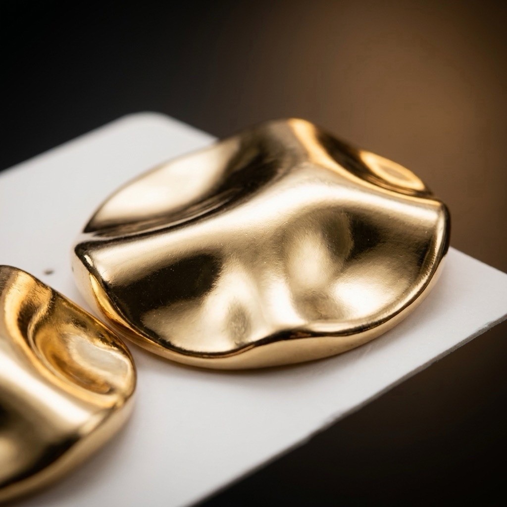 Molten Gold Disc Statement Earrings