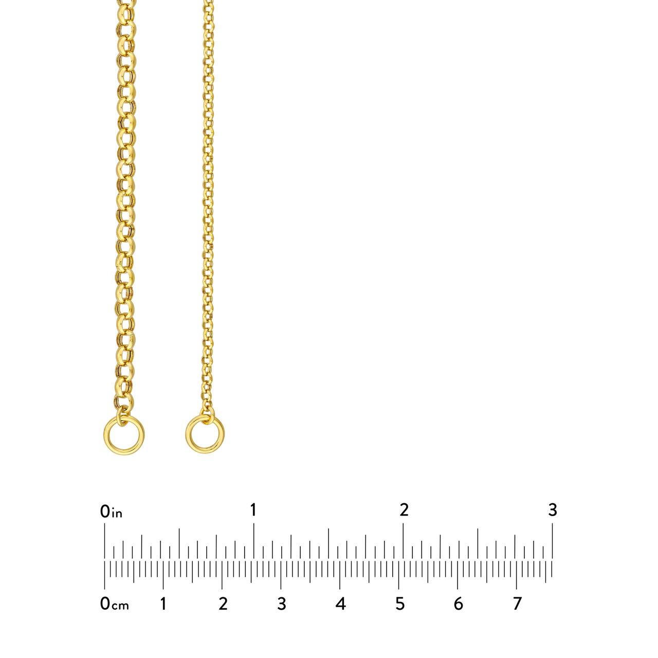 Half 3.75mm & Half 2.5mm Rolo Split Chain Real 14K Yellow Gold 18″